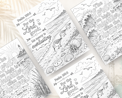 Peace Like the Sea | Scripture Coloring Book for Adults | Christian Coastal Coloring Book | Calming Psalm Series