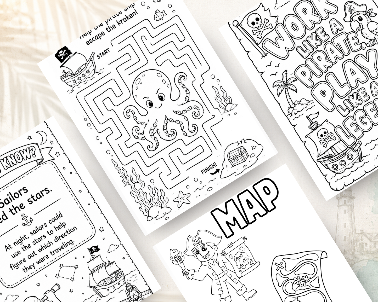 Pirates & Treasure Activity Book for Kids | Printable PDF Download