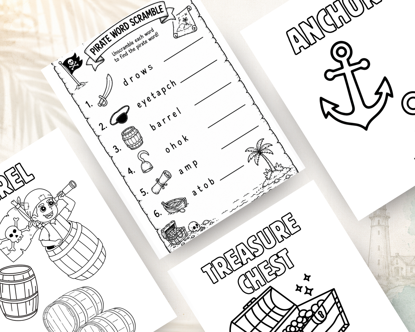 Pirates & Treasure Activity Book for Kids | Printable PDF Download