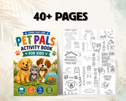 Pet Pals Activity Book for Kids | Coloring, Mazes, Dot-to-Dots, Matching Games & Fun Animal Learning