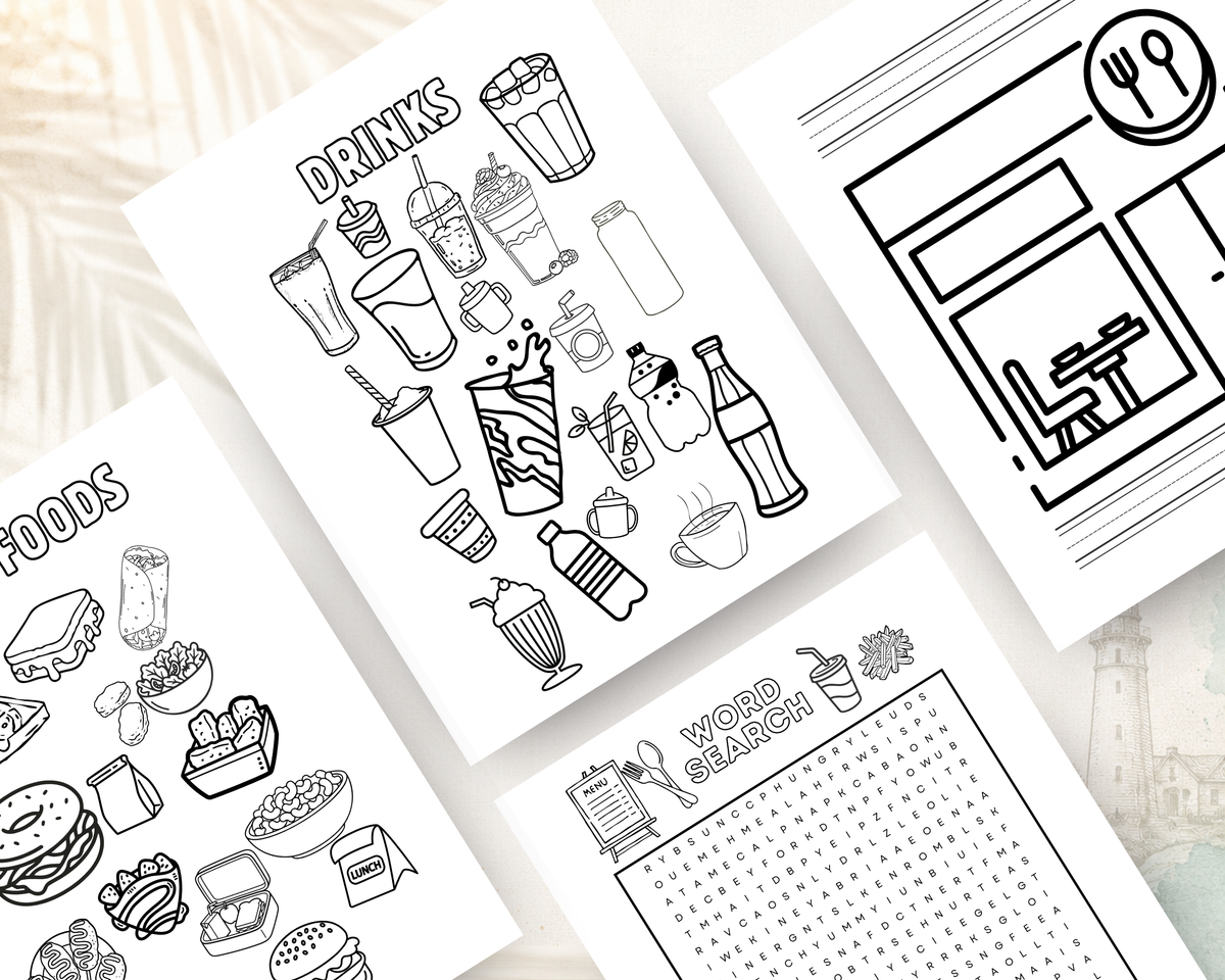 Restaurant Activity Book for Kids | Printable PDF
