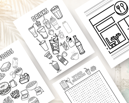 Restaurant Activity Book for Kids | Printable PDF