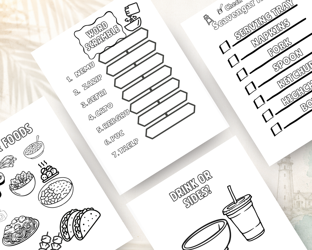 Restaurant Activity Book for Kids | Printable PDF
