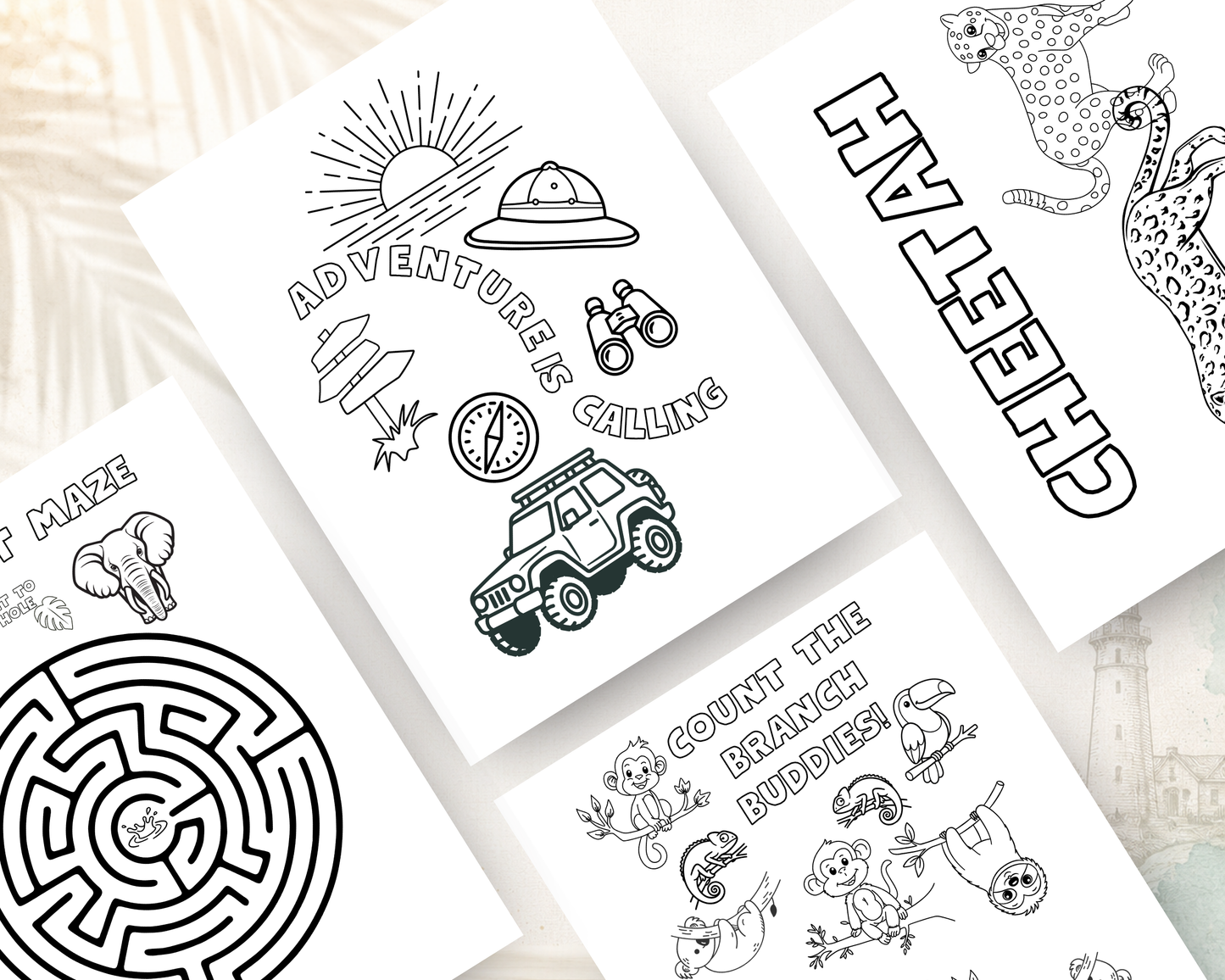 Safari Animal Activity Book for Kids | Printable PDF Digital Download