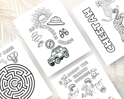 Safari Animal Activity Book for Kids | Printable PDF Digital Download