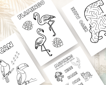 Safari Animal Activity Book for Kids | Printable PDF Digital Download