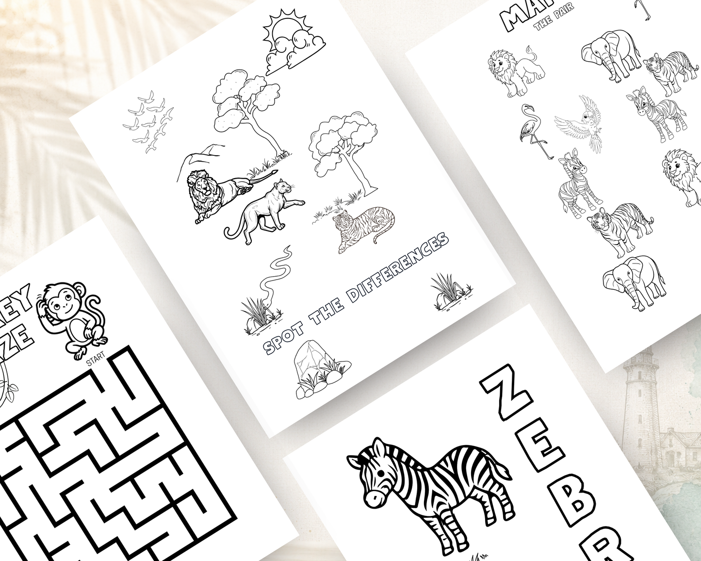 Safari Animal Activity Book for Kids | Printable PDF Digital Download