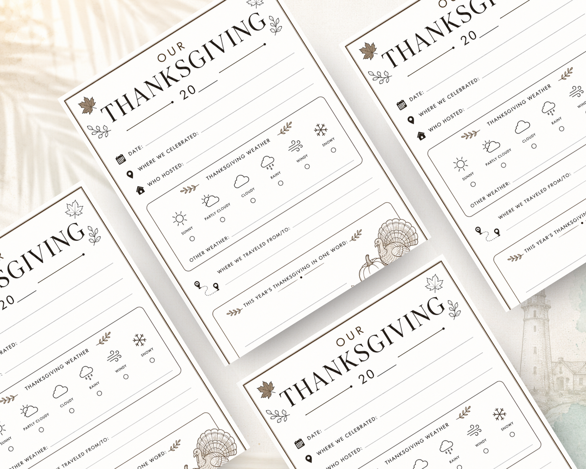Our Thanksgiving Memories | 5-Year Printable Memory Journal PDF