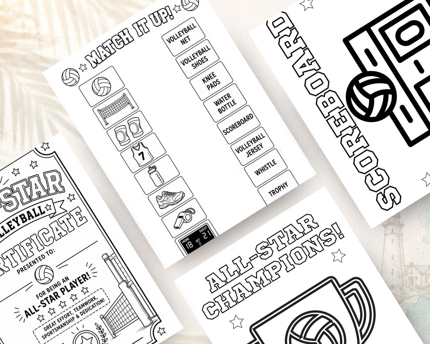 Volleyball All-Star Activity Book for Kids | Printable PDF Digital Download