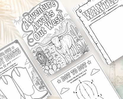 Wild West Adventures Printable Activity Book for Kids | Digital PDF Download