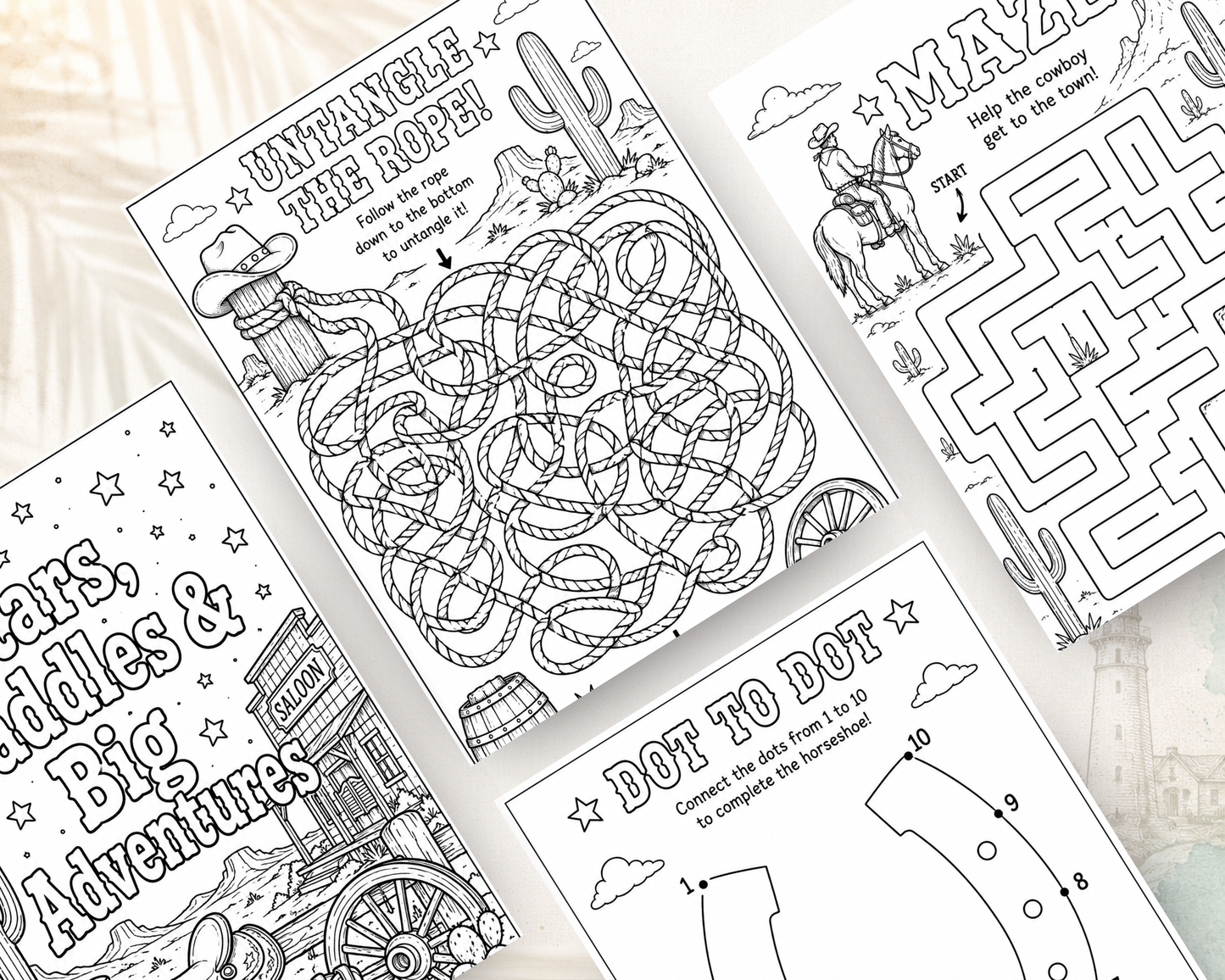Wild West Adventures Printable Activity Book for Kids | Digital PDF Download