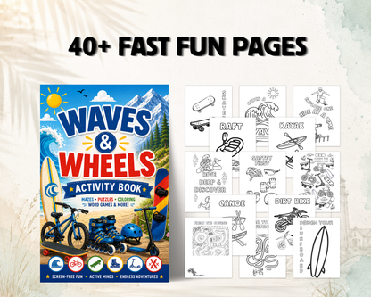 Waves & Wheels Activity Book for Kids